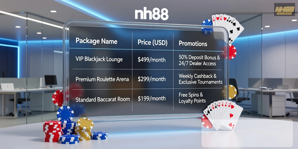 Bảng giá live casino nh88 cập nhật mới nhất với các gói cược hấp dẫn và ưu đãi đặc biệt