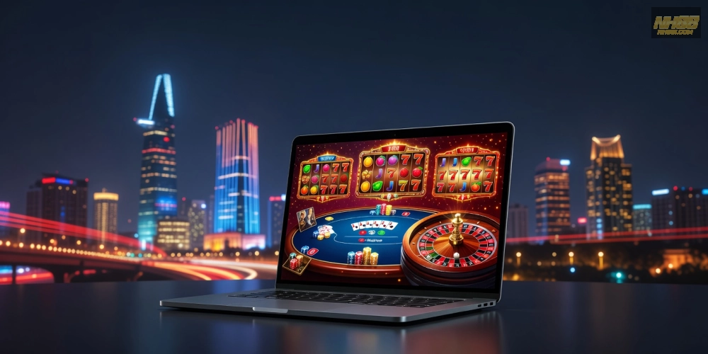 Minh họa giao diện casino trực tuyến NH88 tại TP.HCM với các trò chơi phổ biến