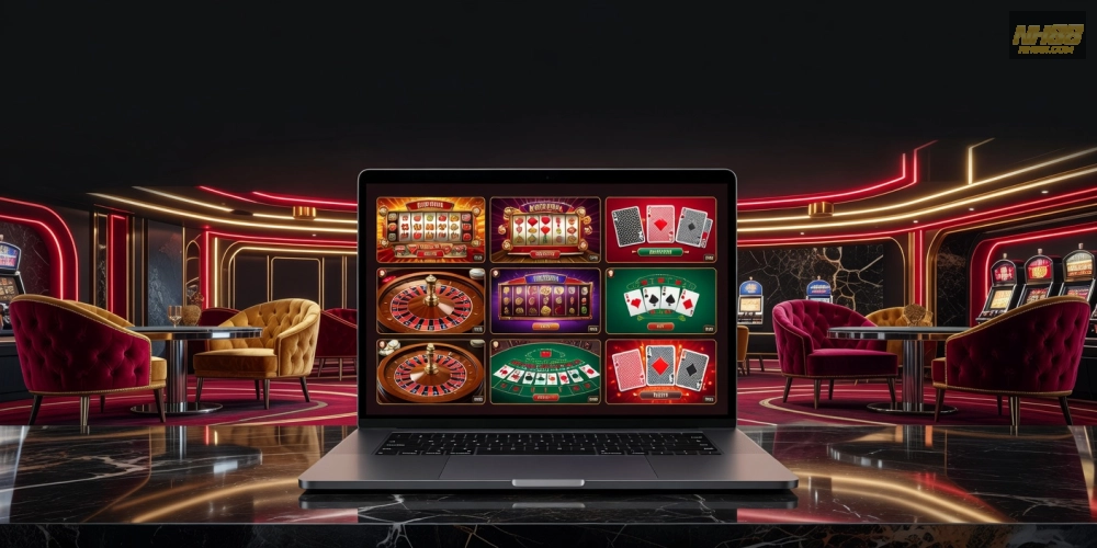 Minh họa giao diện casino nh88 hiện đại với các trò chơi phổ biến