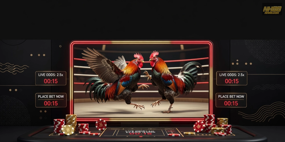 Minh họa giao diện xem đá gà trực tiếp tại casino nh88 với chất lượng HD sắc nét