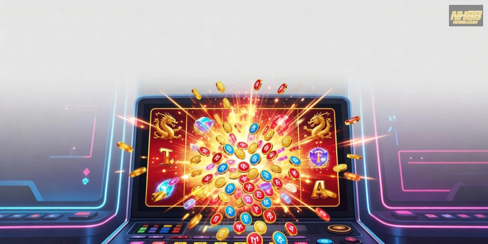 Minh họa khái niệm nổ hũ trên nền tảng NH88 với jackpot tích lũy hấp dẫn