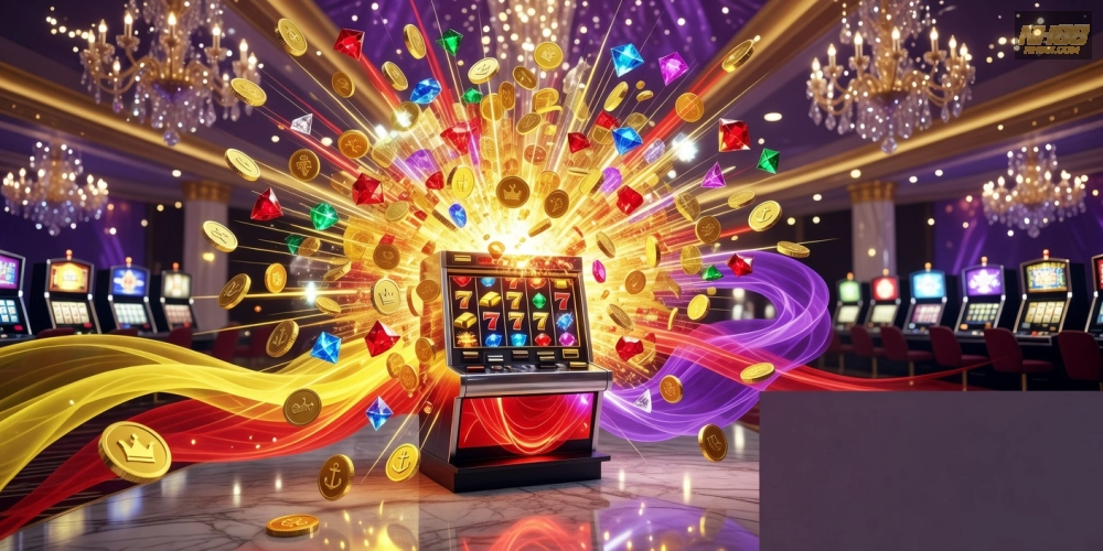 Ảnh minh họa trò chơi nổ hũ siêu to với hiệu ứng jackpot bùng nổ và phần thưởng lớn