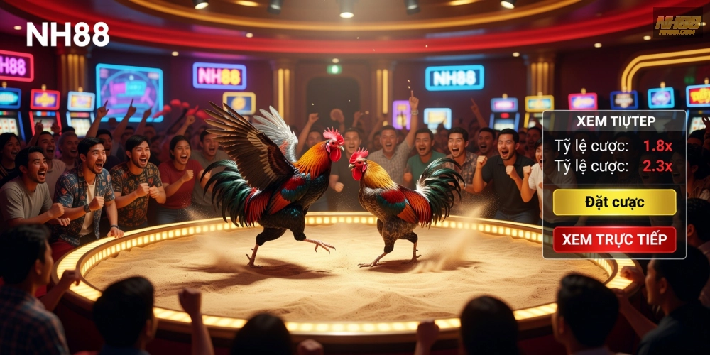 Minh họa giao diện xem trực tiếp đá gà casino nh88 với chất lượng HD sắc nét